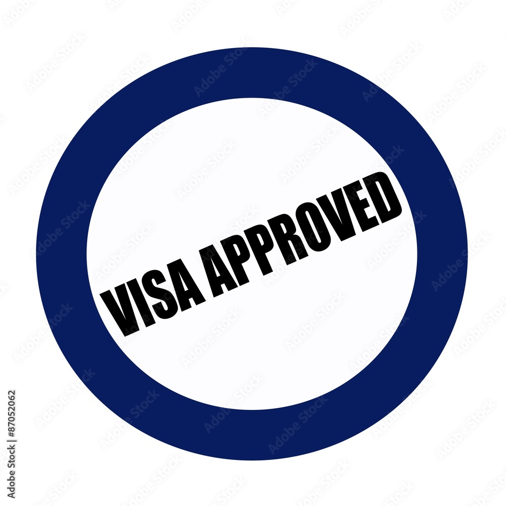 VISA APPROVED black stamp text on blueblack VISA APPROVED black stamp text on blueblack