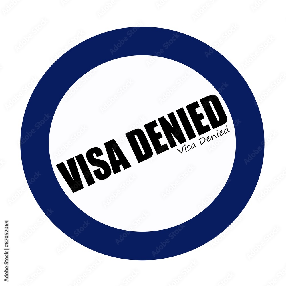 VISA DENIED black stamp text on blueblack VISA DENIED black stamp text on blueblack