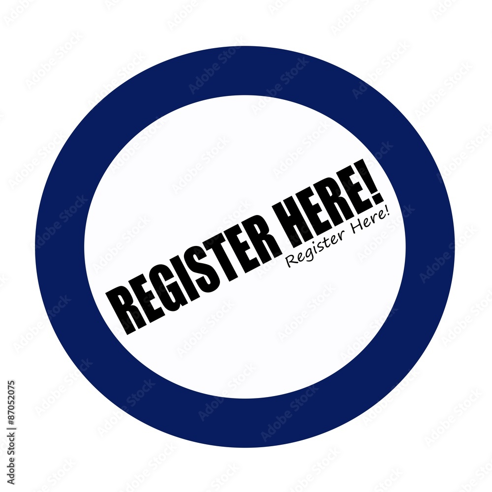REGISTER HERE black stamp text on blueblack REGISTER HERE black stamp text on blueblack
