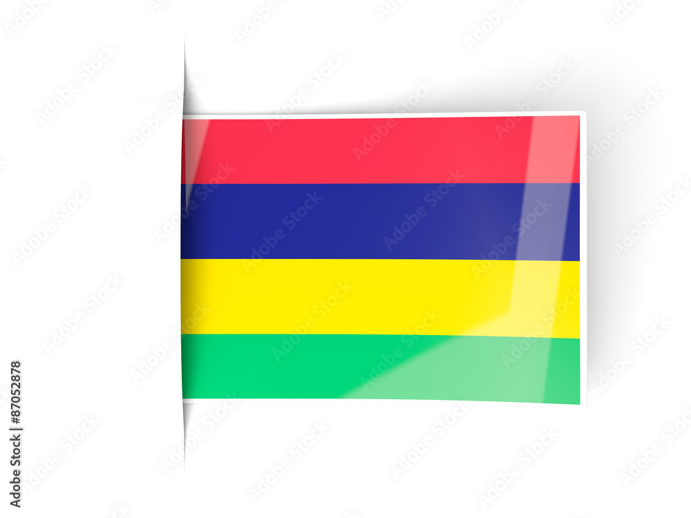 Square label with flag of mauritius Square label with flag of mauritius