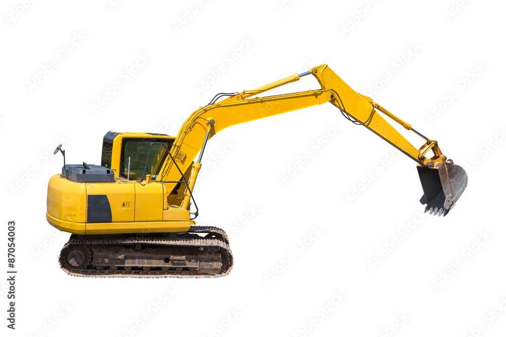 Old excavator isolated on white Old excavator isolated on white