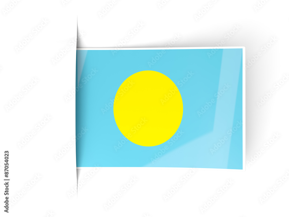 Square label with flag of palau