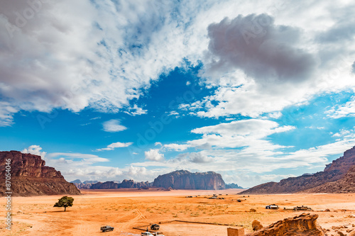 Jordanian desert in Wadi Rum  Jordan.