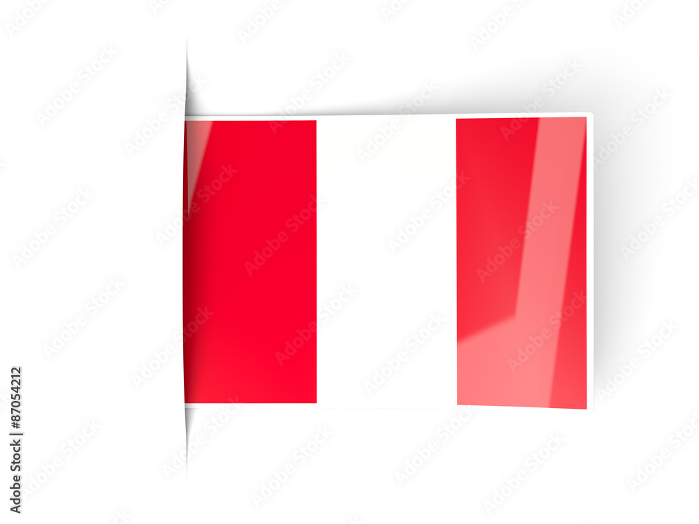 Square label with flag of peru Square label with flag of peru