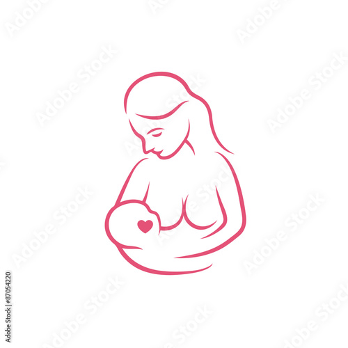 Breast feeding vector sign.