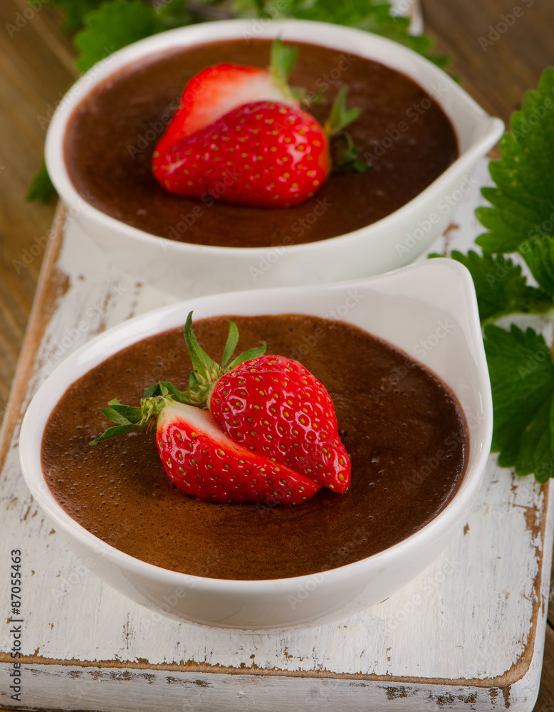 custom made wallpaper toronto digitalHomemade Chocolate Mousse with fresh berries on a rustic    wood