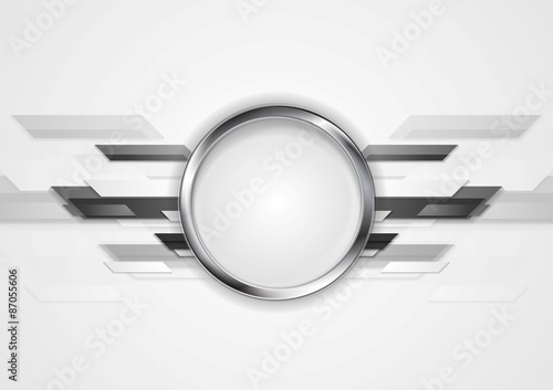 Abstract grey technology design with silver circle