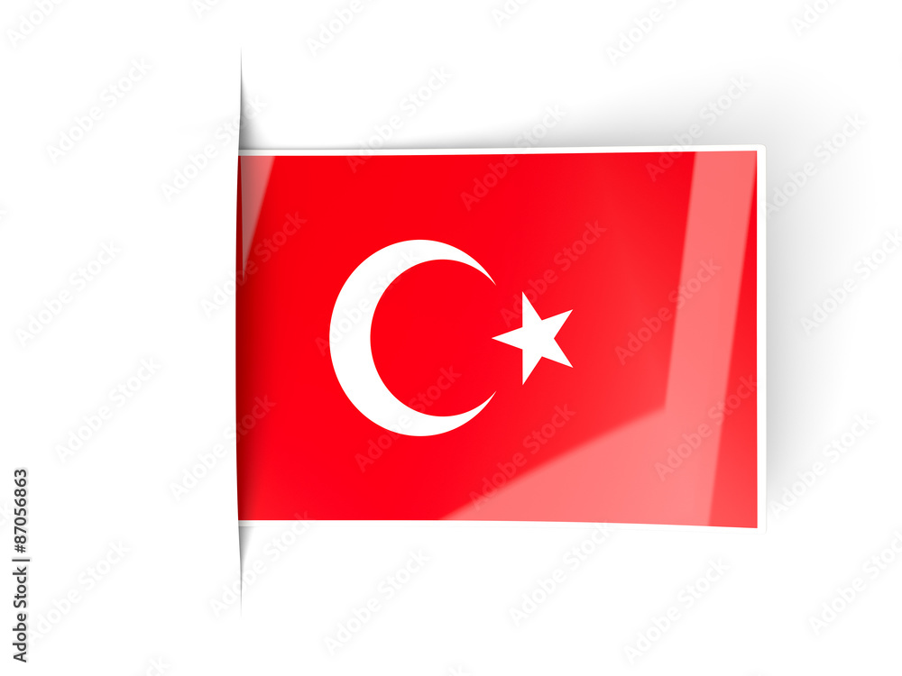 Square label with flag of turkey Square label with flag of turkey