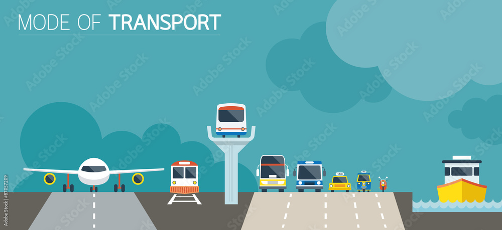 Mode of Transport Illustration Icons Objects Front View