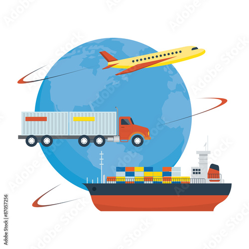 Airplane, Truck, Ship, Worldwide Shipping Delivery