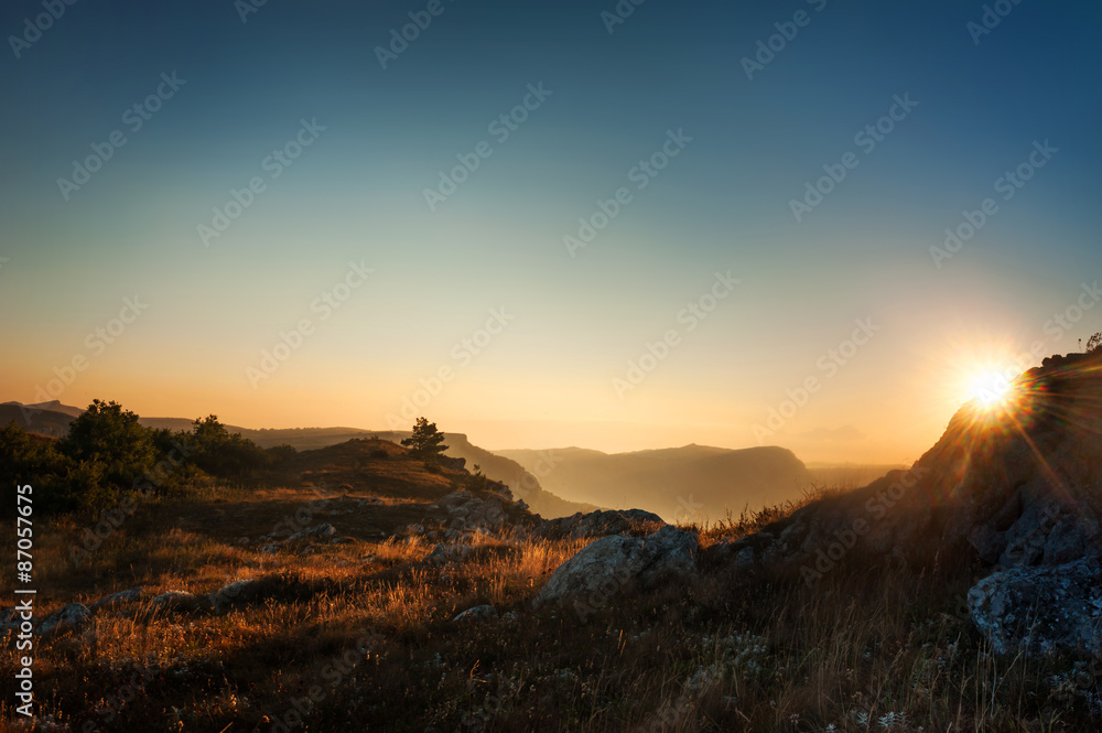Dawn in the mountains. panorama