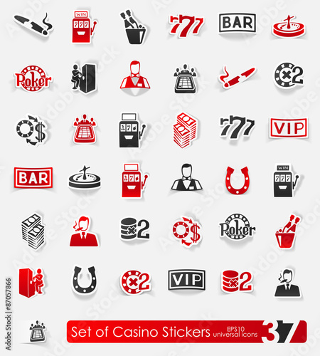 Set of casino stickers