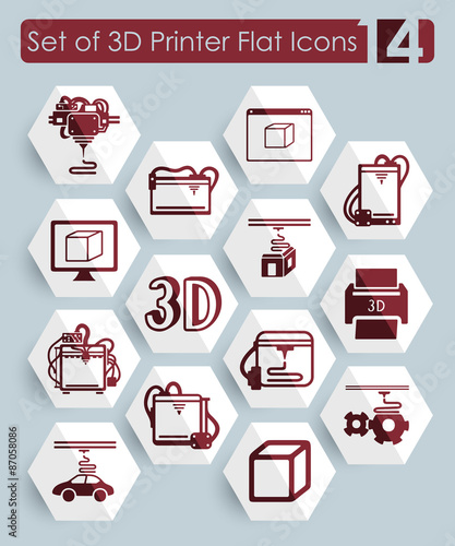 Set of three d printer icons