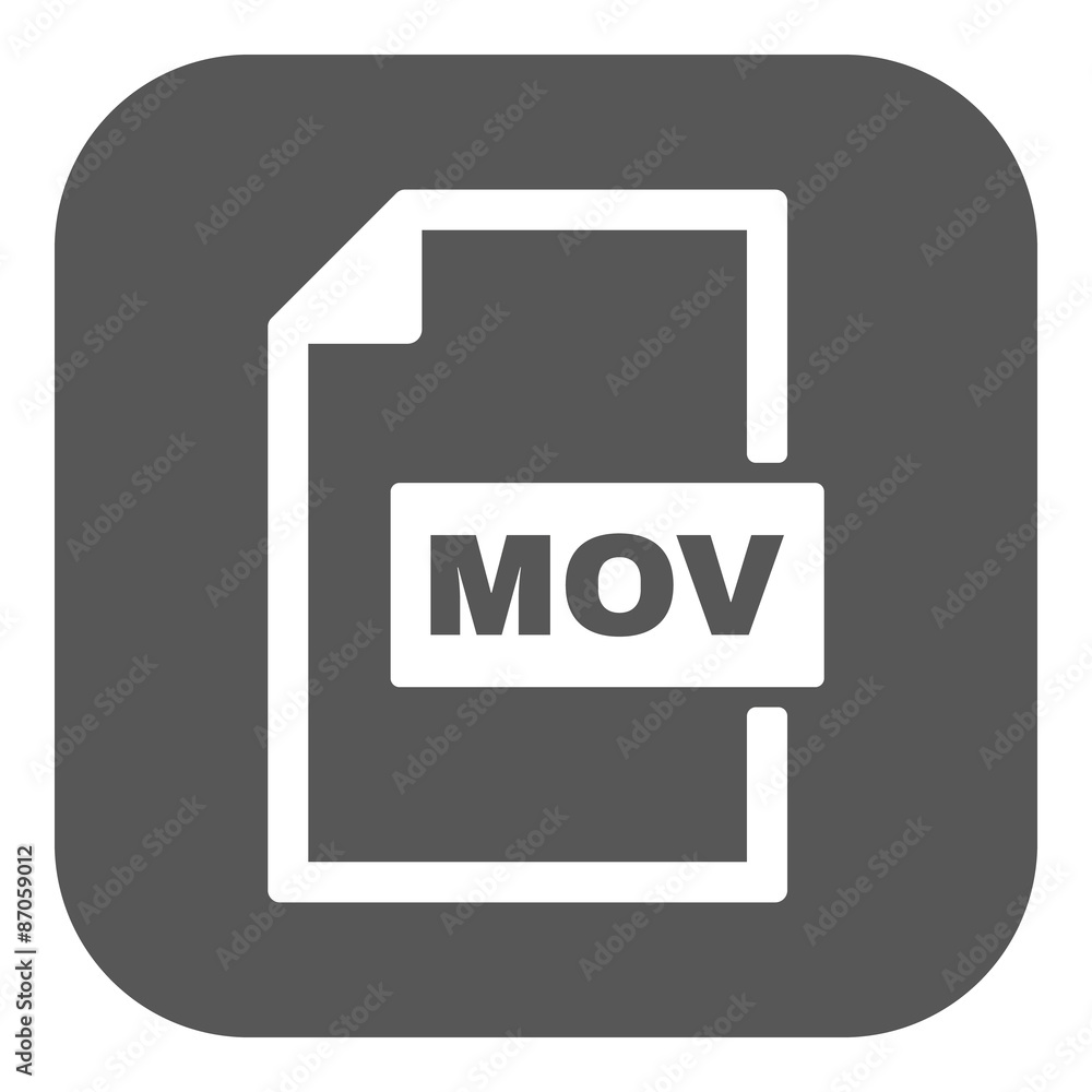 The MOV icon. Video file format symbol. Flat The MOV icon. Video file format symbol. Flat