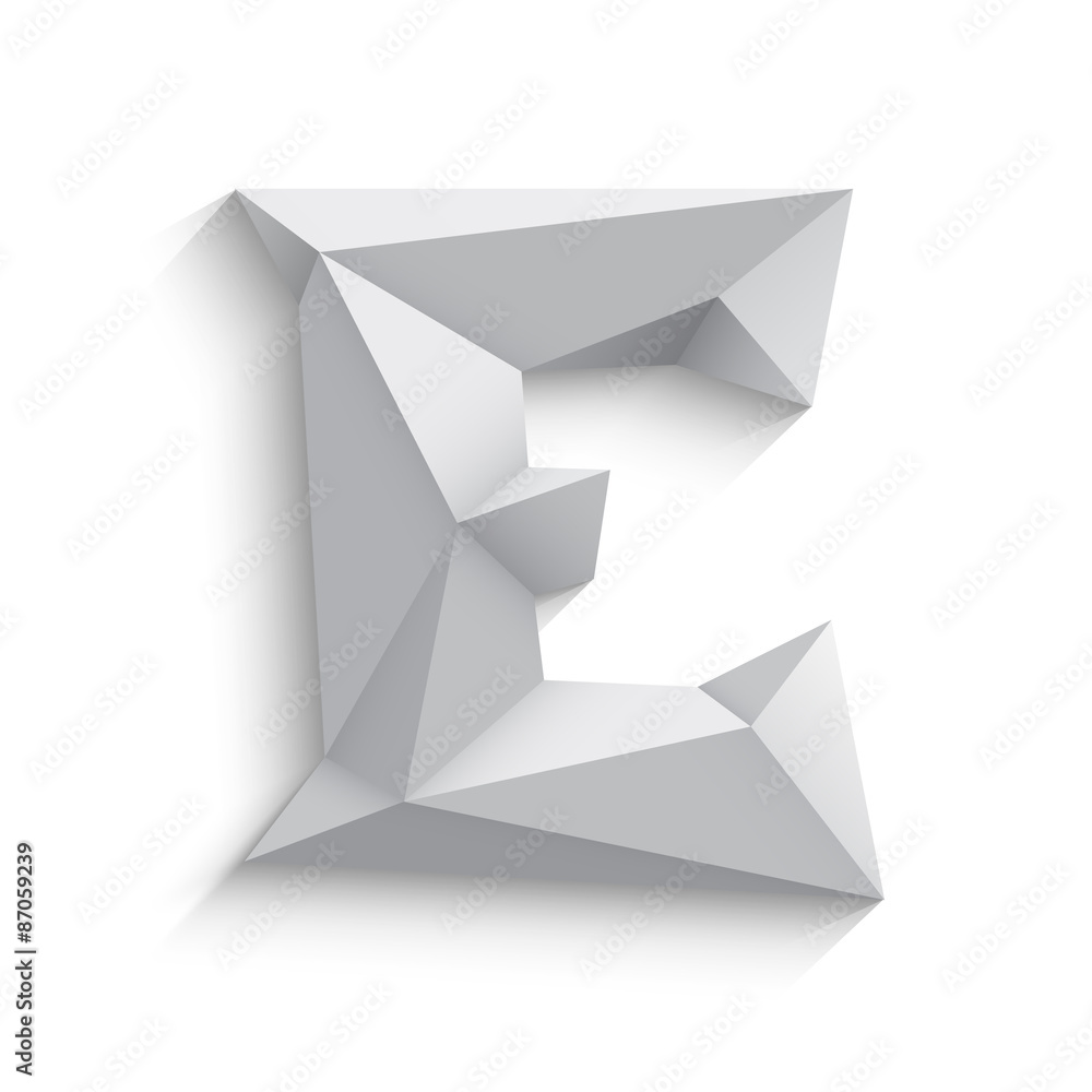 Vector illustration of 3d letter E on white background.