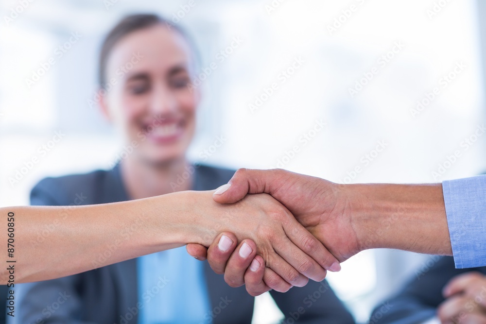 Business people shaking hands during meeting Business people shaking hands during meeting