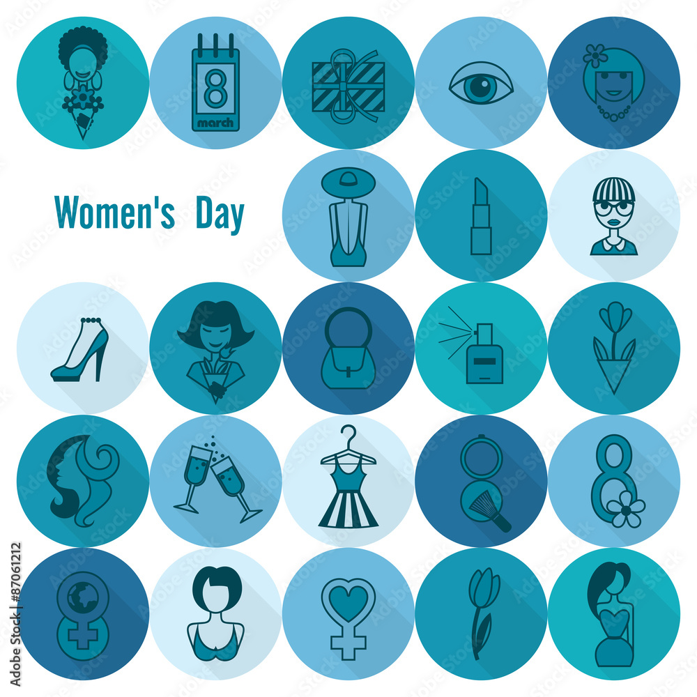 Womans Day Icon Set Womans Day Icon Set