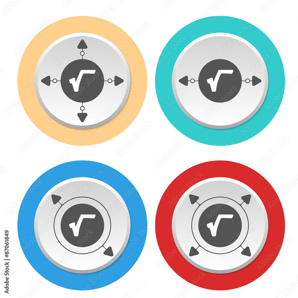 Four circular abstract colored icons and radix Four circular abstract colored icons and radix