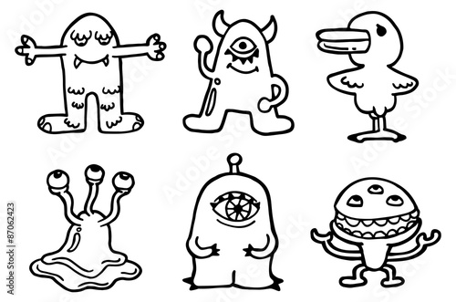 Wallpaper Mural set of cute monster in doodle style Torontodigital.ca