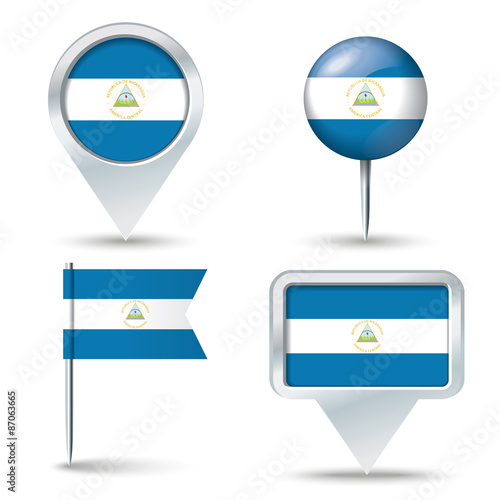 Free Download Map pins with flag of Nicaragua - GFXLoad