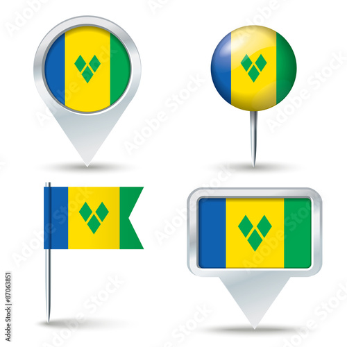 Free Download Map pins with flag of Saint Vincent and the Grenadines - GFXLoad