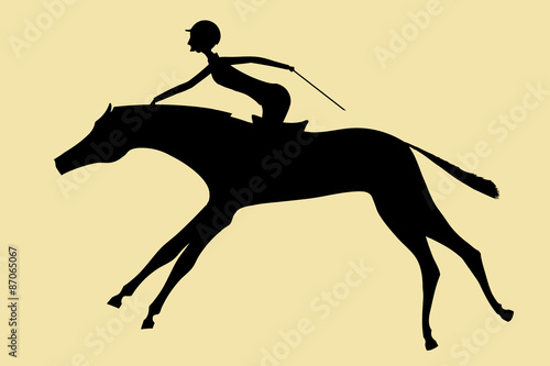 The horsewoman skips on a horse