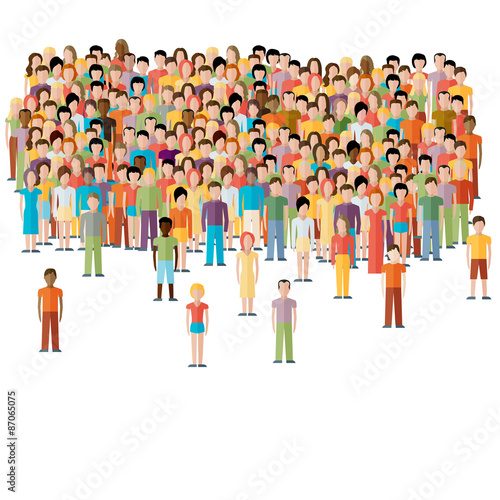 flat illustration of male community with a crowd of guys and men photo