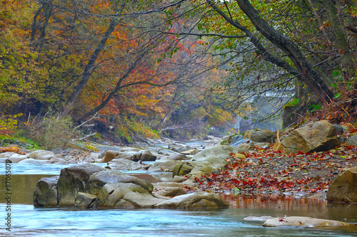 mountain river at autumn time