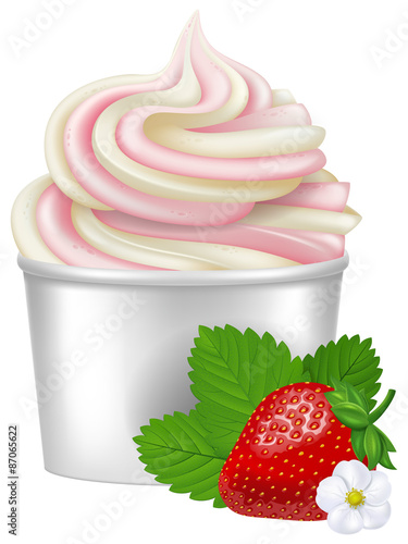 Strawberry frozen yogurt illustration.