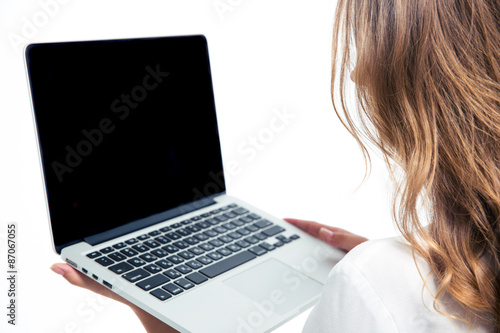 Woman holding laptop