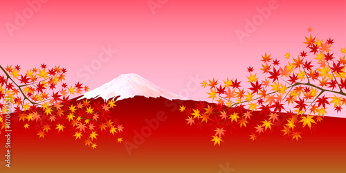 富士山　もみじ　背景