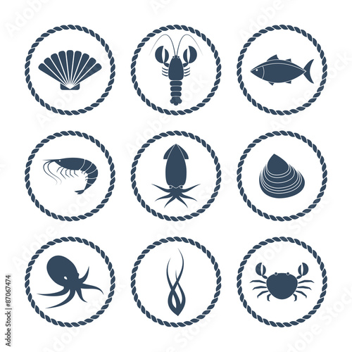 Seafood icons set
