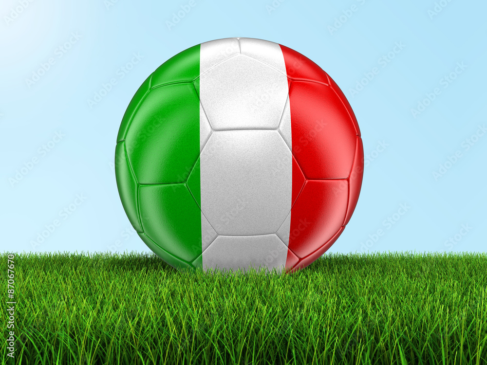 Soccer football with Italian flag on grass. Image with clipping path Soccer football with Italian flag on grass. Image with clipping path