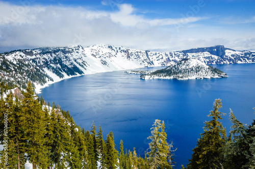 Pine Forest and Island at Crater Lake