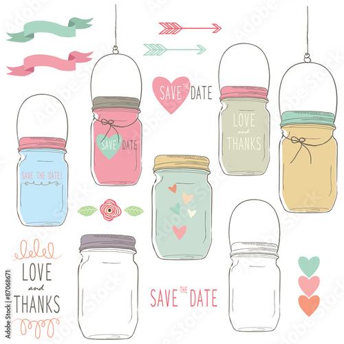 Hand Draw Wedding Mason Jar