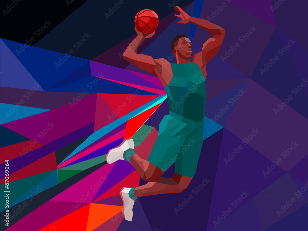 Fototapeta premium Polygonal geometric style illustration of a basketball player