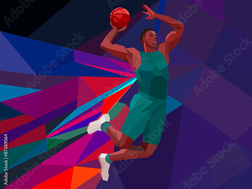 Polygonal geometric style illustration of a basketball player