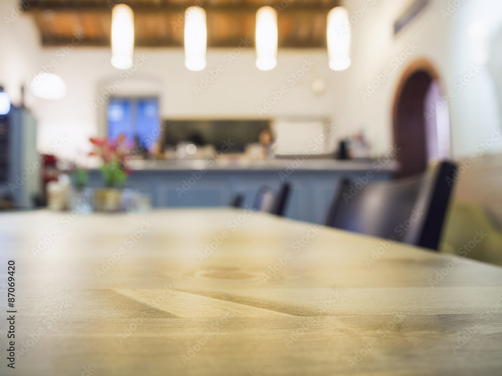 Table Top with Restaurant Counter Bar cafe background