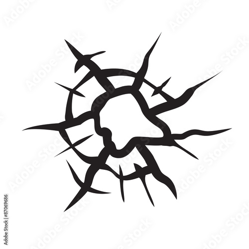 hole in glass cracked glass black and white vector
