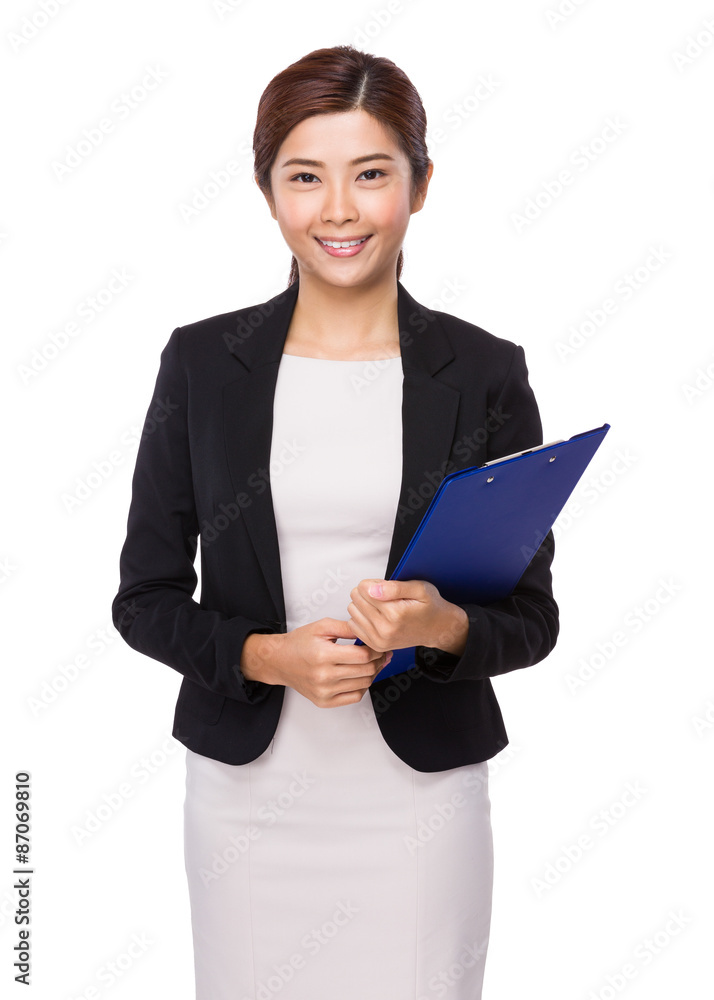 Asian Businesswoman hold with clipboard Asian Businesswoman hold with clipboard