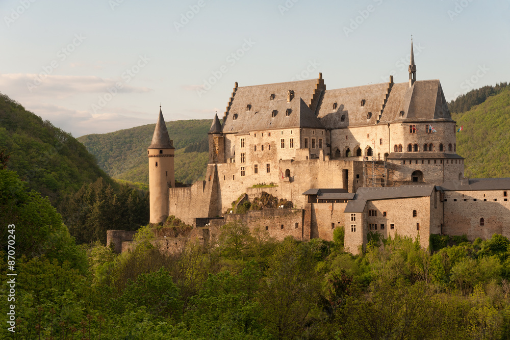 Famous medieval fortified Vianden castle in Luxembourg