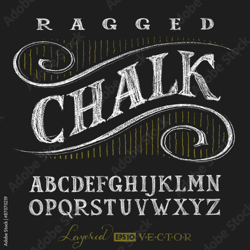 Alphabet hand drawn on chalkboard