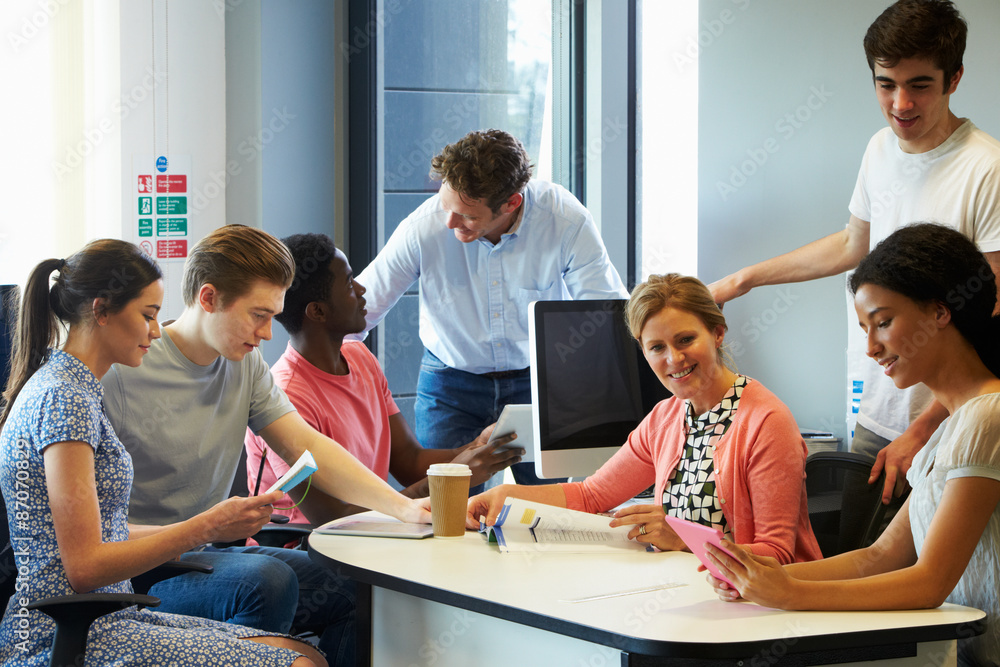 College Students Having Informal Meeting With Tutors College Students Having Informal Meeting With Tutors