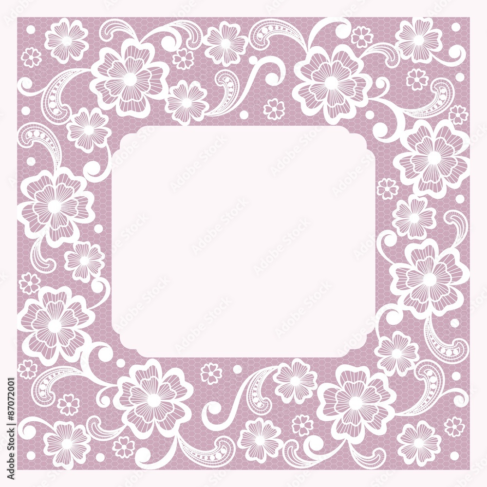 Template frame  design for card. Vintage Lace Doily 