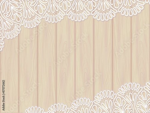 Template frame design for card on wooden background