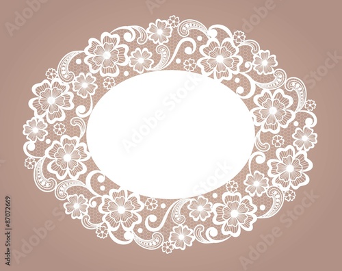 Fototapeta Naklejka Na Ścianę i Meble -  Template frame  design for card. Vintage Lace Doily 