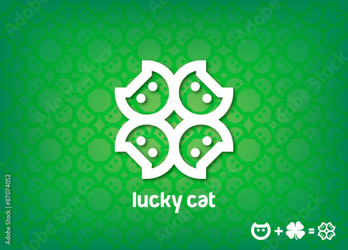 Pet shop logo with heads of cat, lucky cat logo
