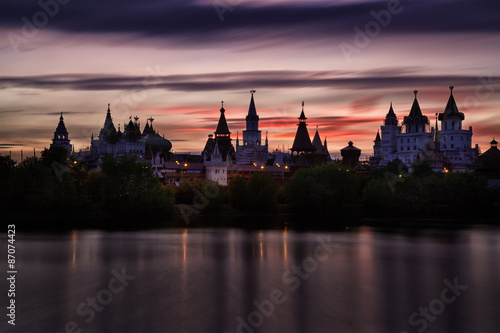 Kremlin to Izmailovo on a sunset in the summer  Moscow