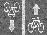 Road with bicycle lane marks 