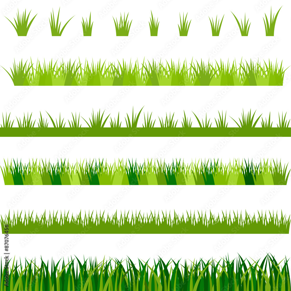 Fototapeta Collection of green grass, vector illustration